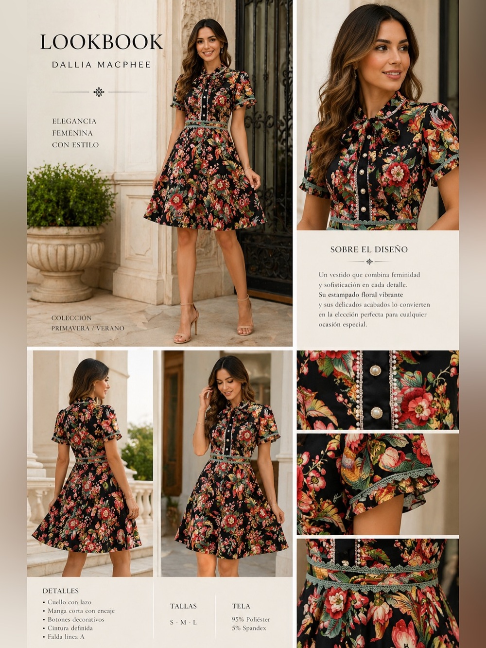 Dalia MacPhee Floral Bird Print Fit & Flare Dress Size S